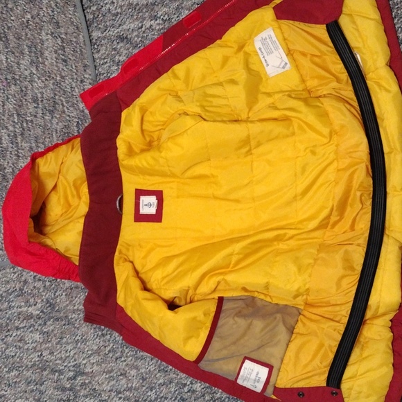 Lands End Kid's Medium 10-12 Winter Ski Coat Jacket "Grow a Longs" Red Yellow - Picture 5 of 9